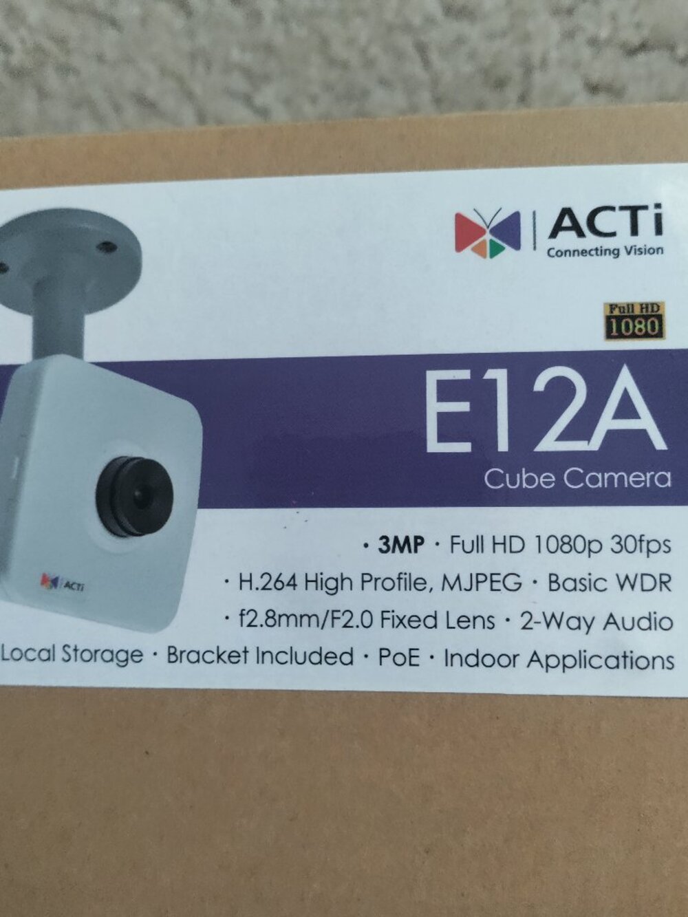 ACTi E12A Cube Camera 3MP Full HD 1080p PoE VGUC - Discontinued